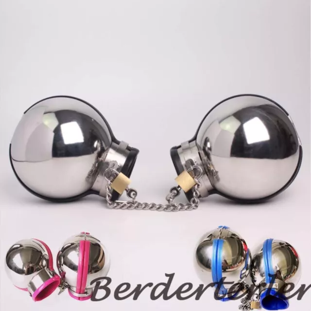 Metal Round Ball Handcuffs Chastity Bra Multi Colors Lockable Fist Restraint