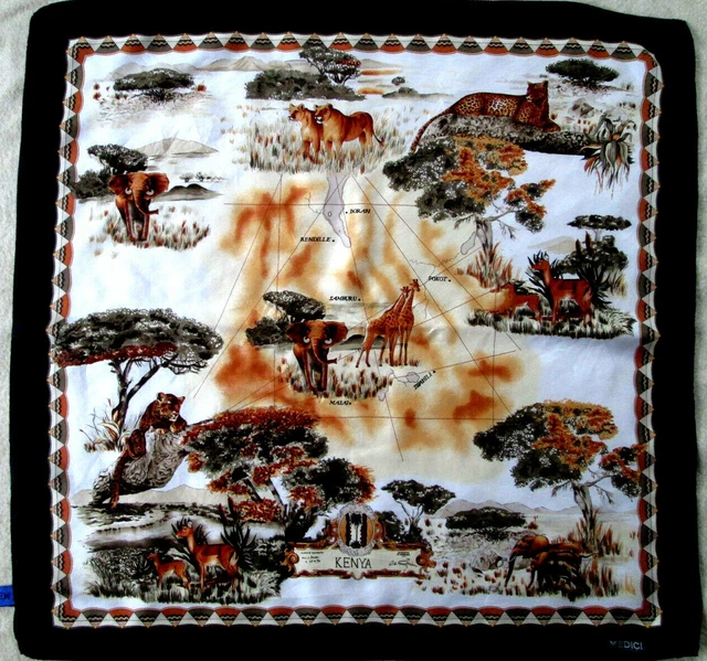 Foulard LE SAC 100% Soie - Vintage Bleu 87x89 Cm - Occasion