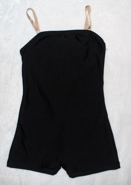 Theatricals Costumes Girls Dance Unitard Size LC Black Straps Boy Shorts Leotard
