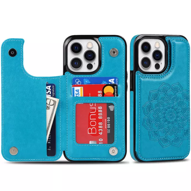 Für iPhone 12 Pro Max/11 Pro max/12/Mini Geldbörse Etui Kartenhalter PU Leder Slot