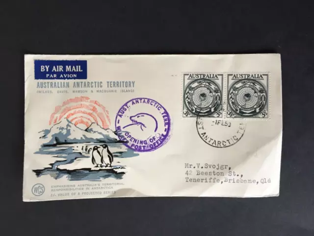 Australian Antarctic Terry 1959 Opening Of Wilkes Post Office Cachet On Cover