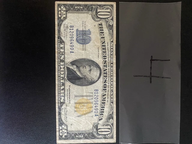 Series 1934-A Silver Certificate $10 Bill Yellow Seal