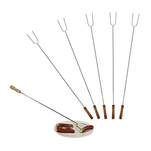 Relaxdays Brochettes grill lot de 6 piques barbecue pics grillades en inox couve