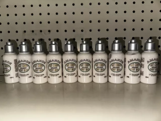 10x L’occitane Amande Body Milk Lotion 50ml/1.6 oz Travel Size Brand 16oz Total