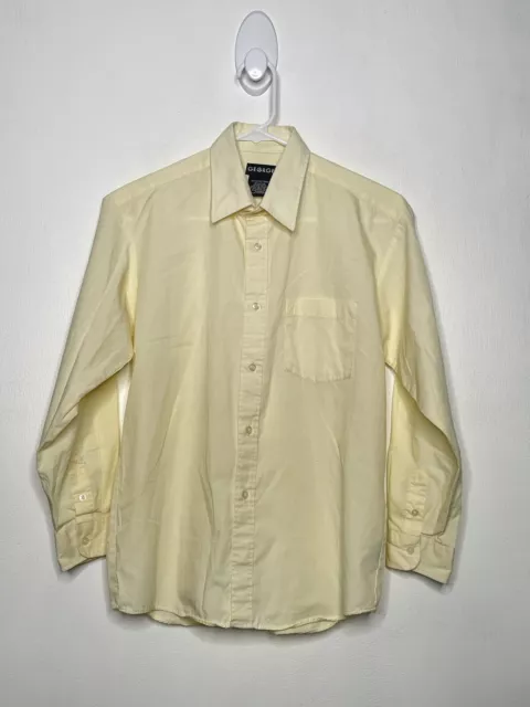 George School Uniform Shirt Boys Size Large 12-14 Husky Long Sleeve Yellow EUC