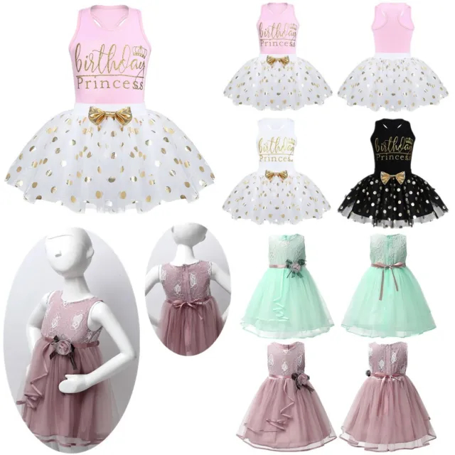 Infant Baby Girls Birthday Dress Tops + Polka Dots Tutu Skirt  Princess Outfit