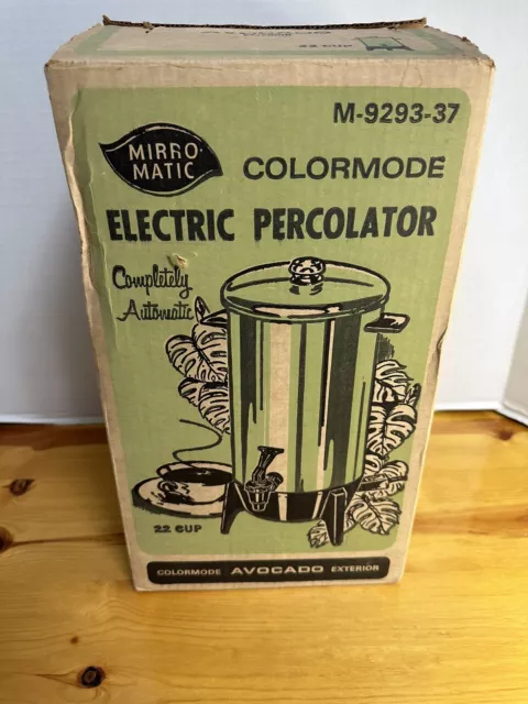 Vintage MIRRO-MATIC 22 Cup Electric Percolator Coffee Pot Avocado  Used