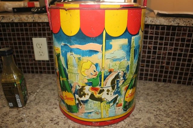 Rare Vintage 1953 Squirt Boy Soda Pop 14" Metal Picnic Cooler Sign