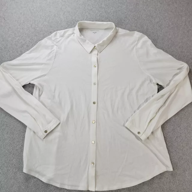 Eileen Fisher Organic Cotton Long Sleeve Button Down White Shirt Womens Large