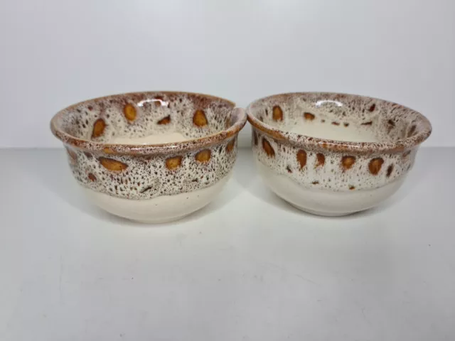 Fosters Pottery Redruth Cornwall Honeycomb 2 X Small Bowls 4 inches