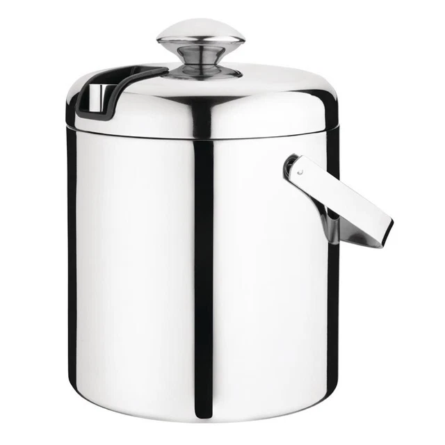 Olympia Eiseimer mit Deckel und Zange | 1,23L | Edelstahl | Eisbehälter