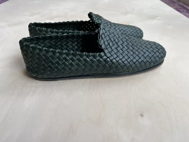 Bottega Veneta Dark Green Intrecciato Slipper 43.5 10.5 US Lambskin Woven AUTH! 2