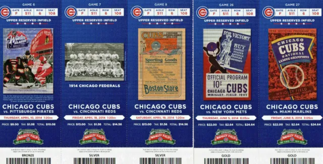 2014 Chicago Cubs Season Ticket Stubs - Mint Condition! 3