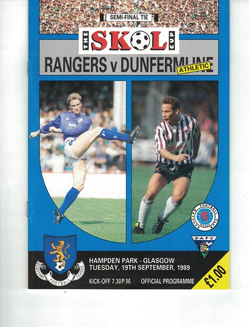 GLASGOW RANGERS v DUNFERMLINE SKOL CUP SEMI FINAL 19th September 1989 @Hampden