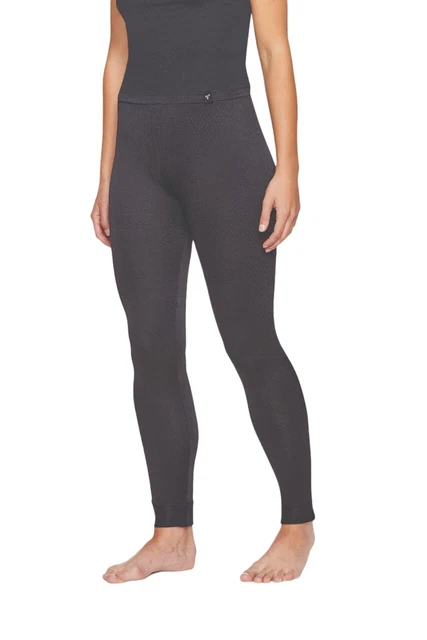 Terramar Women's Thermasilk Pointelle Pant, Black, X-Small
