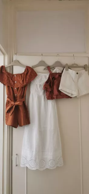 Pacchetto estivo per ragazze River Island & F&F ruggine e bianco età 7/8