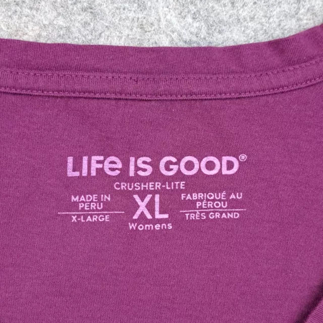 Life is Good Shirt Womens Extra Large Purple Short Sleeve Crusher Lite Happy Top 2
