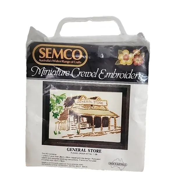 Vintage SEMCO Miniature Crewel Embroidery Collection / General Store Kit No 1128