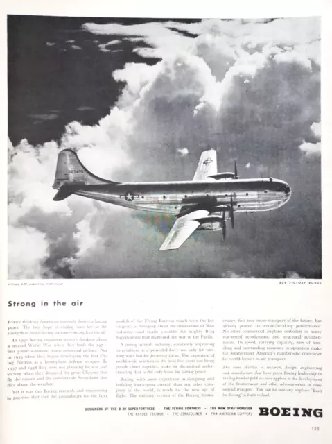 PRINT AD Boeing Military C97 Peacetime Stratocruiser 1945 Strong in Air Plane