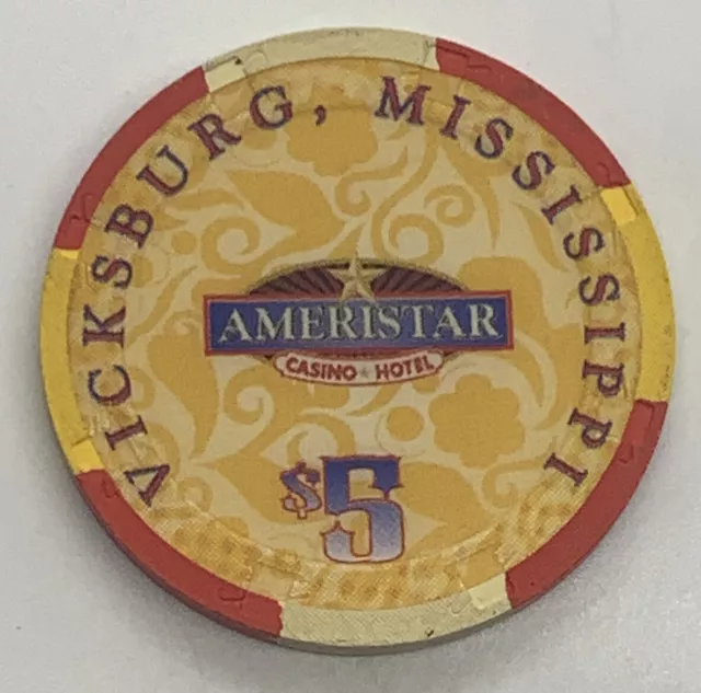 Ameristar Casino - $5 Gaming Chip - Vicksburg MS - 5th Anniversary 1999