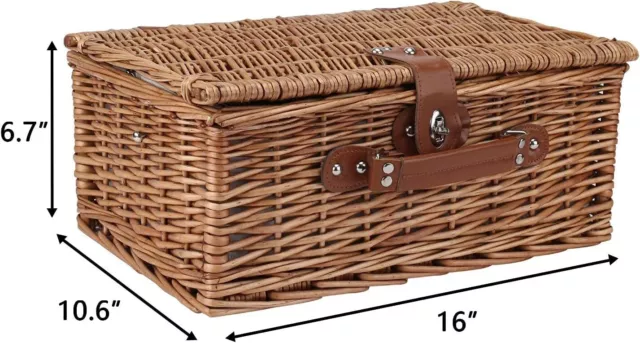 2 Person Picnic Basket Insulated Wicker Hamper Traditional Premium Complete Set 2