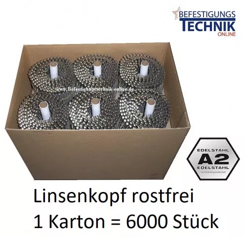 Coilnägel 16° 2,8x60mm Ring rostfrei Edelstahl Linsenkopf für Coilnagler Bostitc