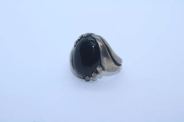 YEMENI BLACK AGATE Plata de ley 925 Anillo de hombre خاتم عقيق اسود