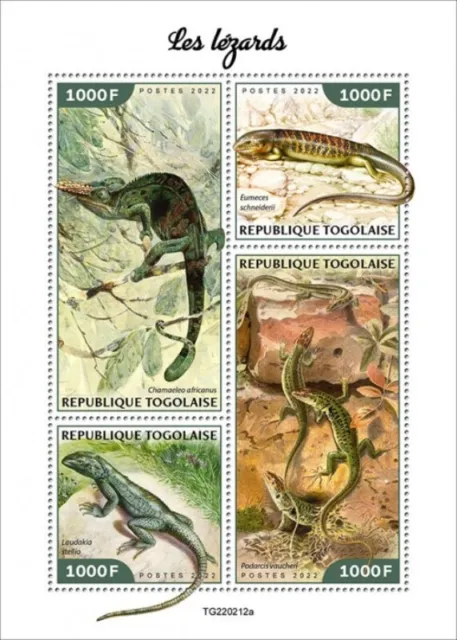 Togo - 2022 Eidechsen, Andalusier Wand Eidechse - 4 Briefmarke Blatt - TG220212a