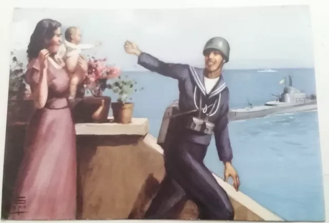 Cartolina Regia Marina Nave Soldato Guerra Mondiale Ww2 Regno Militare