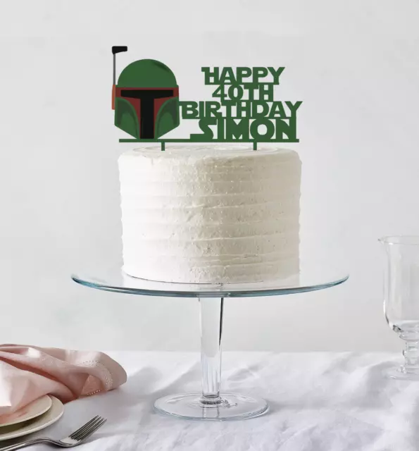 Topper torta in plastica personalizzato personalizzato Star Wars Boba Fett QUALSIASI COLORE