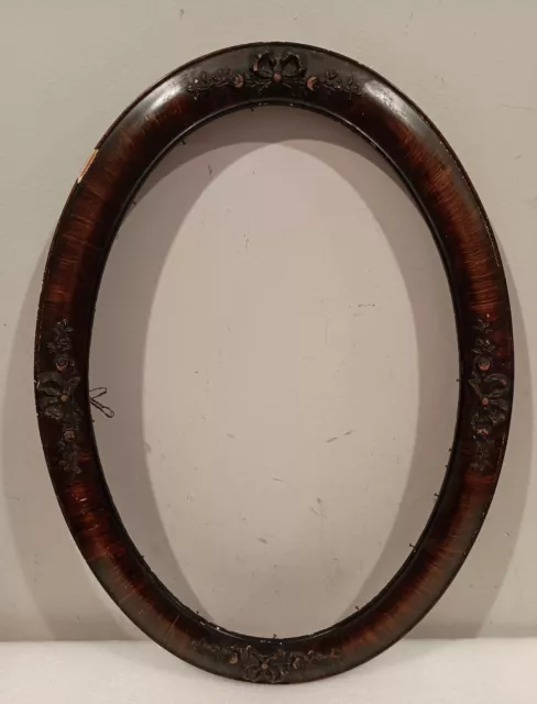 Antique Wood Oval Picture Frame  Fits Photo 14"x 20" Arts & Crafts Floral