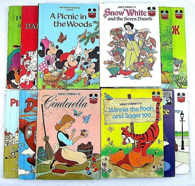 Lot 14 Vintage Walt Disneys Wonderful World of Reading Cinderella 101 Dalmations