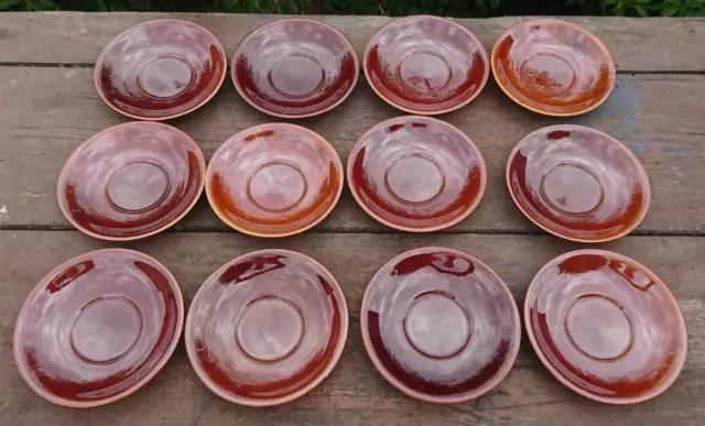Lot de 12 Soucoupes / Sous-Tasses Bistrot Marron Vernies Creuses Grandes
