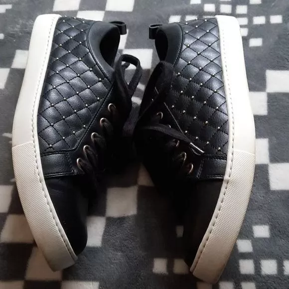 ALDO BLACK FAUX Leather Wicardowia Studded Sneakers Size 9 $50.00 ...