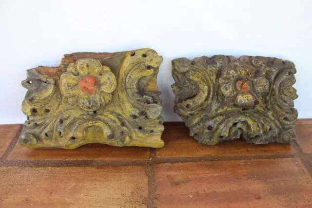 Set of Two Antique Baroque Altar Fragments, Indo-Portuguese 17th Century