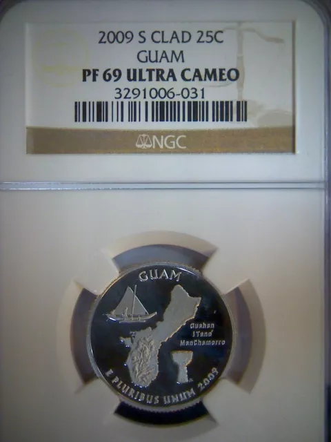 Guam  Proof Clad Quarter 2009-S NGC PF 69 Ultra Cameo