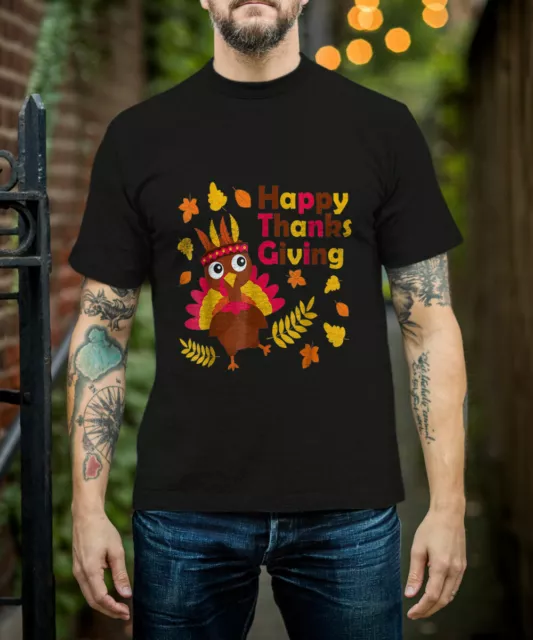 Cute Thanksgiving Happy Native american colorful Turkey T-Shirt 3