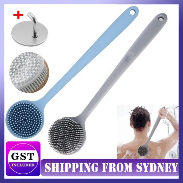 Back Scrubber Scrub Long Handle Shower Body Bath Brush Silicone Massage Brush AU