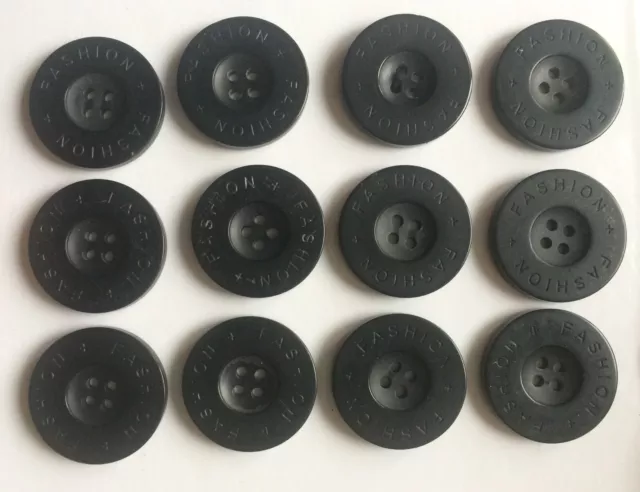 lot de 12 boutons en plastique noir diam 30 mm FASHION