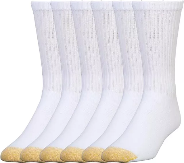 Gold Toe Men's 656S Cotton Crew Athletic Socks, White, 6 Pairs,  Large 6-12.5