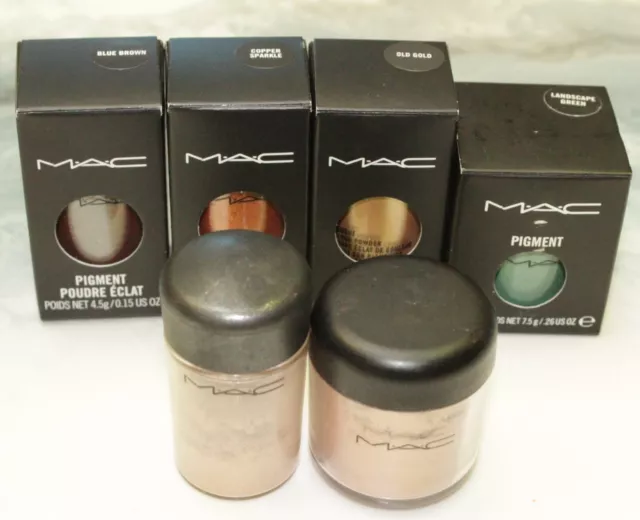 MAC Makeup Pigment Eyeshadows 6 Colors Blue Brown Copper Gold Green