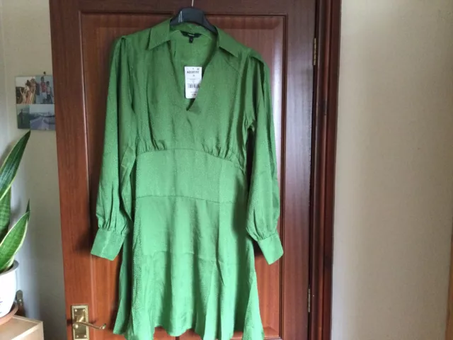 Next Green Long Sleeve Short Dress Or Tunic Size 10 Brand New