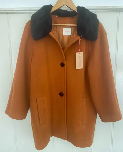 GORMAN Sz 12 Wool Blend Coat, Detachable Collar RRP $399 BNWTGS DESIGNER DETASH!
