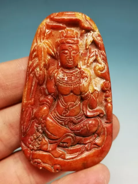 Superb Boutique Old Jade Handcarved Special Figure Merciful KwanYin STATUE R21