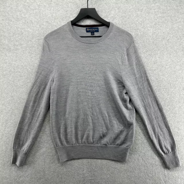 Brooks Brothers Sweater Mens Size Small Gray Italian Yarn Merino Wool