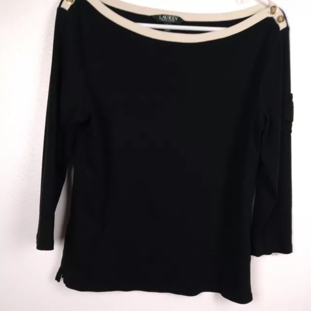 LAUREN Ralph Lauren Top Women's Large Black Flaw