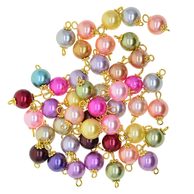 50er pack Glasperlen Perlen Charms Anhänger DIY Schmuckzubehör zum Basteln