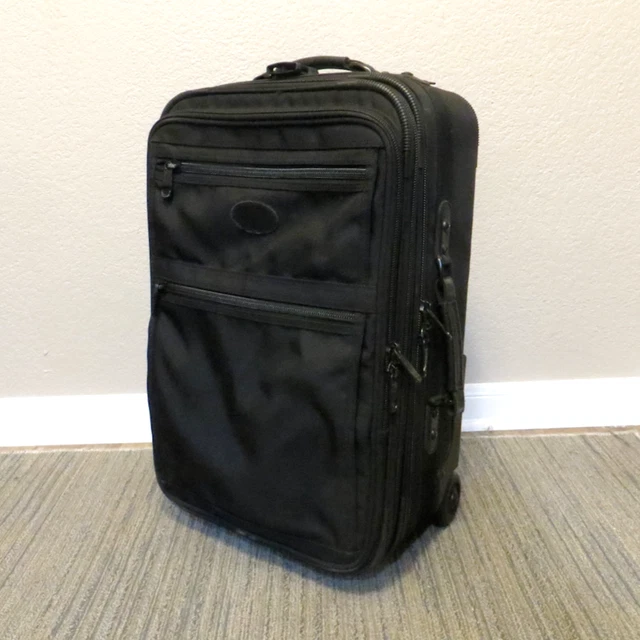 Black Kirkland Signature Ballistic Nylon Rolling Wheeled Expandable Suitcase Bag