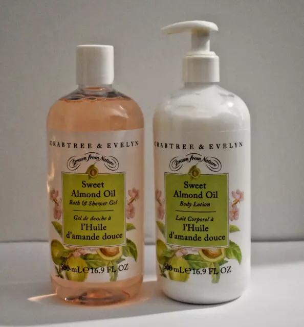 Crabtree and Evelyn Shower Gel and Body Lotion Set 500ml - Sweet Almond Oil