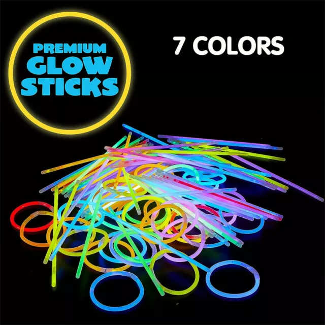 100Pcs Colour Mixed Glow Sticks Party Glowsticks Bracelets Light No Flame AU